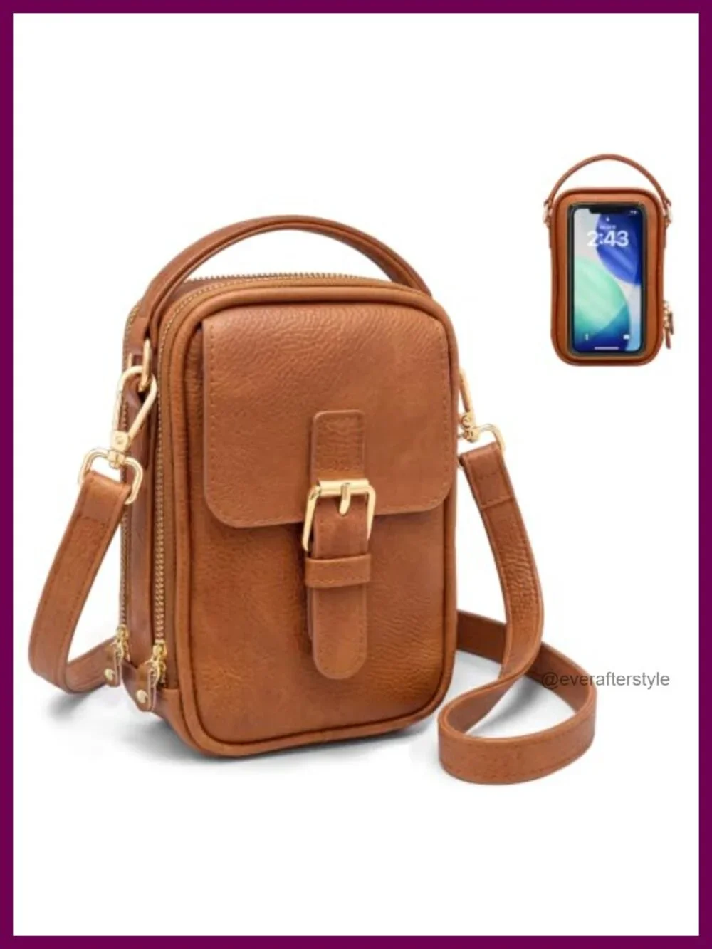 Crossbody Phone Purse with Touchscreen Window RFID Blocking Anti Theft PU